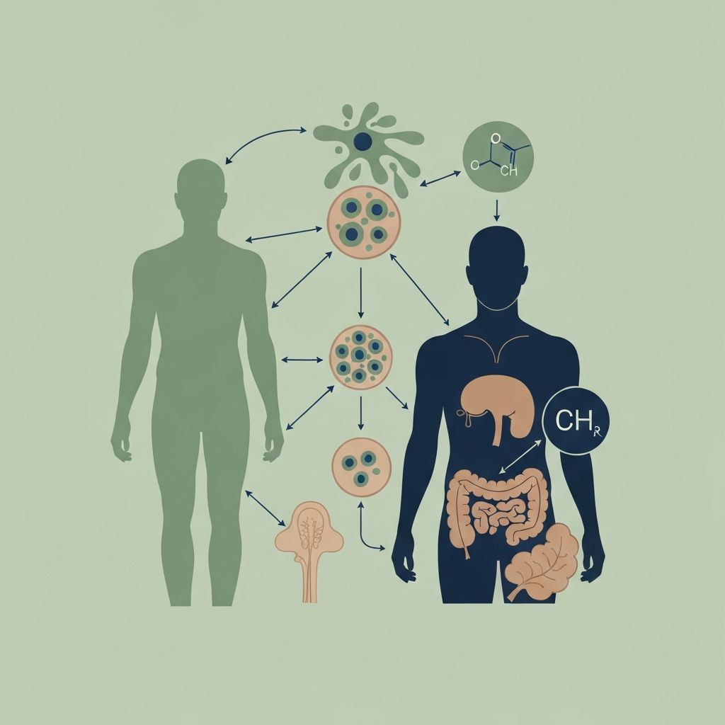 Scientific illustration of metabolic processes and energy flow