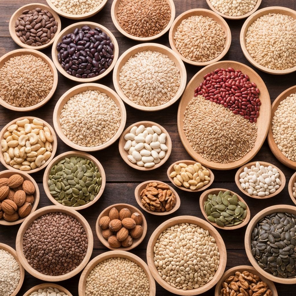 Diverse whole foods from different food groups