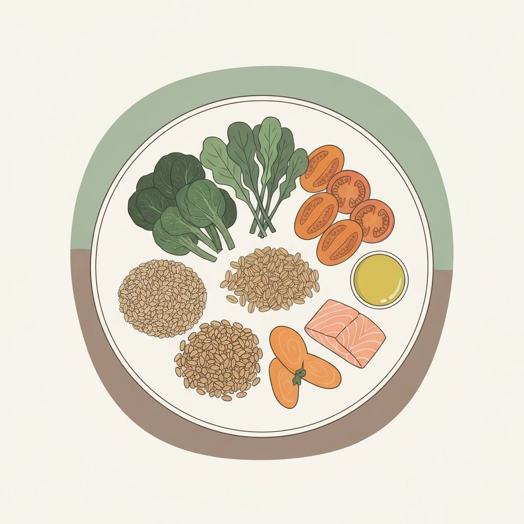 Balanced plate with diverse food groups