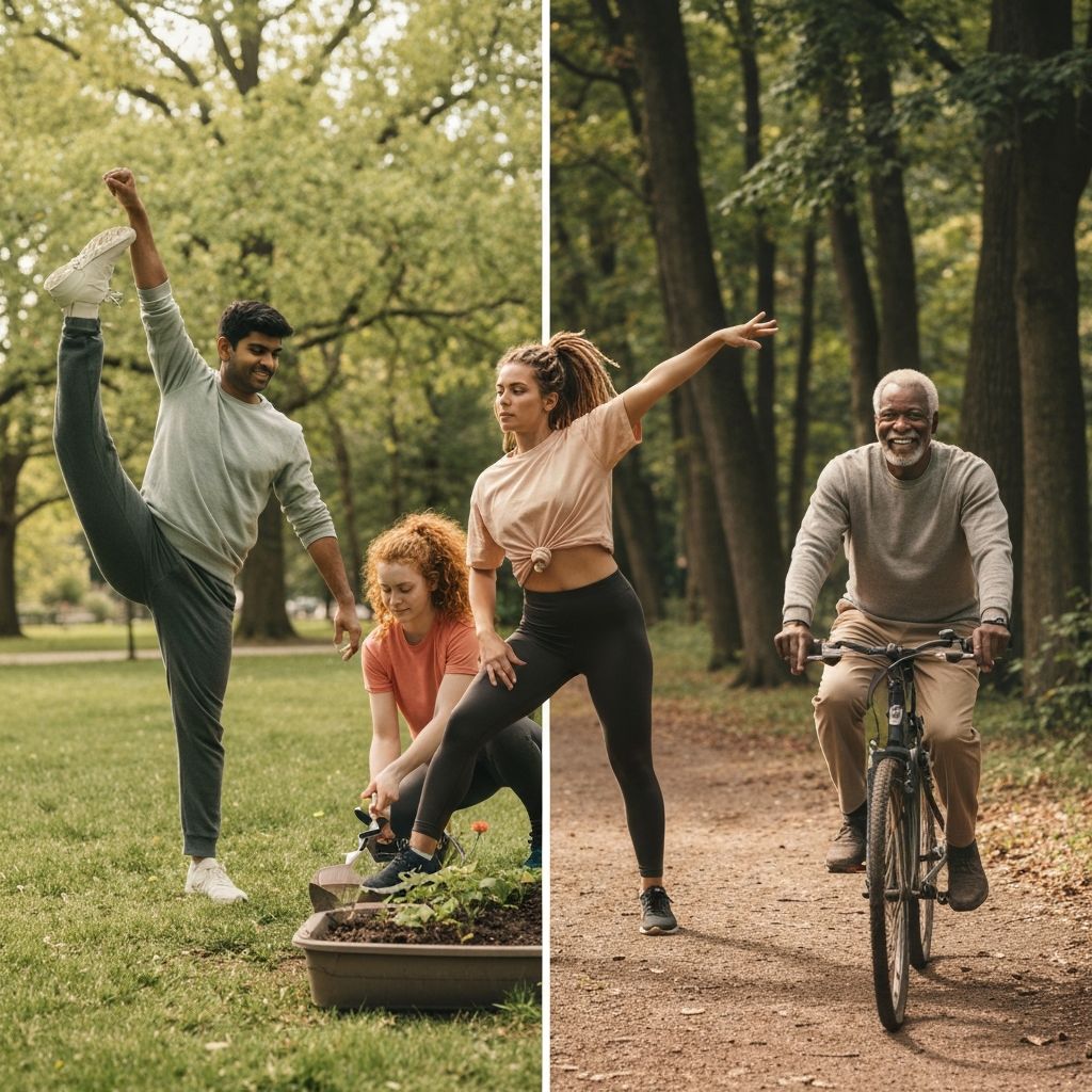 People engaged in diverse everyday physical activities